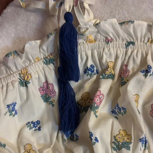 Entro Floral Smock Tank Top with Tassel Tie Straps and Elastic Waist NWOT Size M - Picture 7 of 9